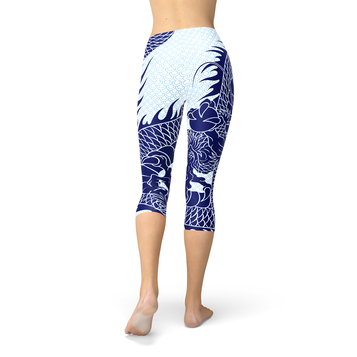 Womens Japanese Dragon Capri Leggings